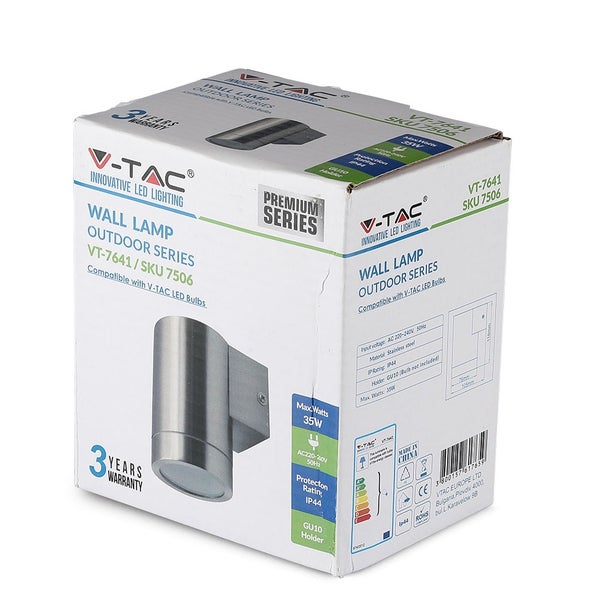 V-TAC VT-7641 - GU10 Außenbeleuchtung - Wand - Armaturen - Edelstahl - IP44
