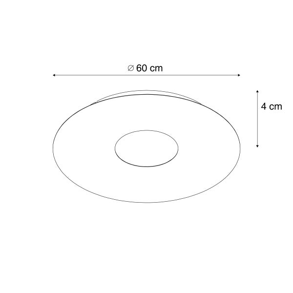 Diagramm einer Deckenleuchte mit den Maßen 60 cm Durchmesser und 4 cm Höhe