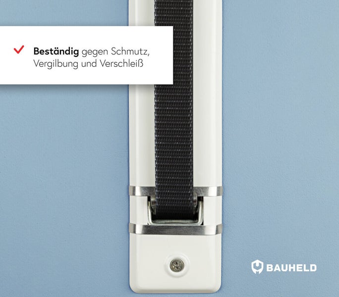 Detailansicht eines Rollladenbandaufwicklers mit Gurtband