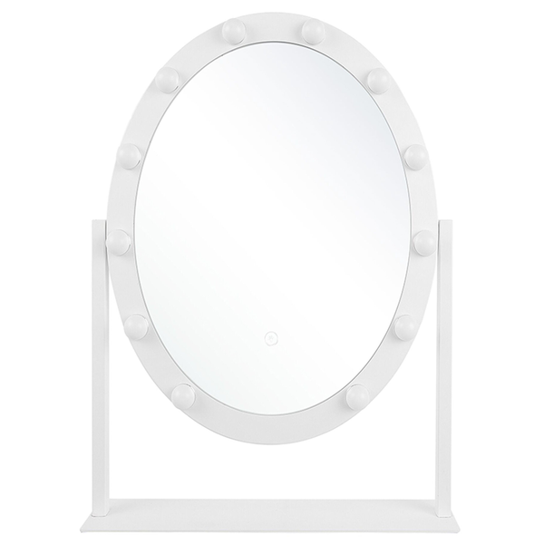 Ovaler Kosmetikspiegel mit Beleuchtung auf einem Ständer