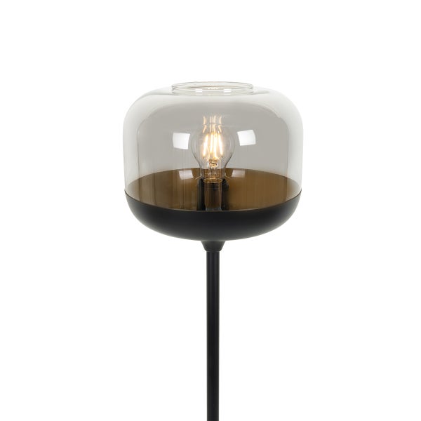 Stehleuchte mit Lampenschirm aus Glas und Metallfuss