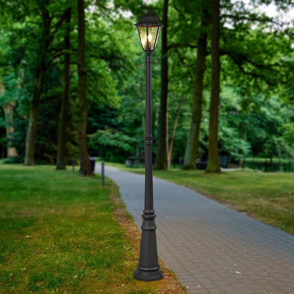Lindby Mastleuchte außen Edana (spritzwassergeschützt (Modern) in Schwarz aus Aluminium (1 flammig, E27) - Kandelaber Außenleuchte
