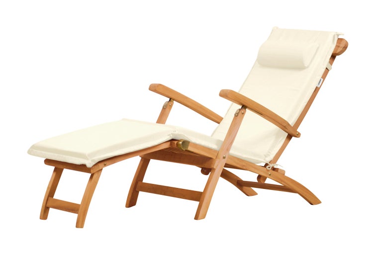 Deckchair Auflage mit Nackenkissen im Set altweiß creme für Gartenliege Hochlehner