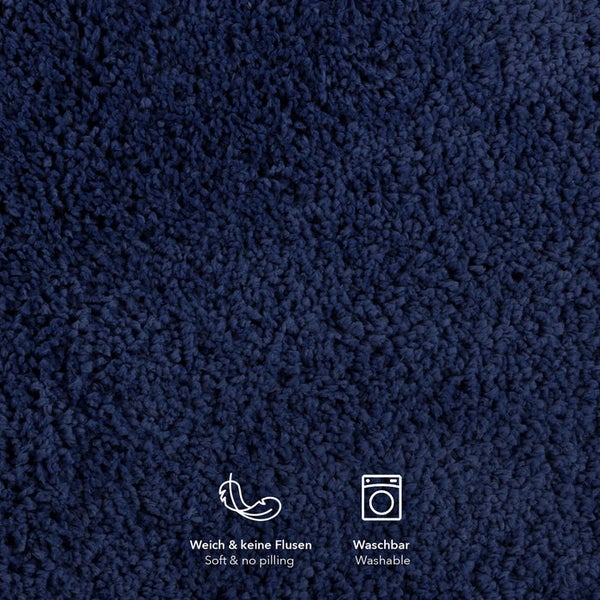FLOORDIREKT Badematte Sky Soft - Reckteckig - Rutschhemmende Rückseite - Marineblau - 50 x 80 cm