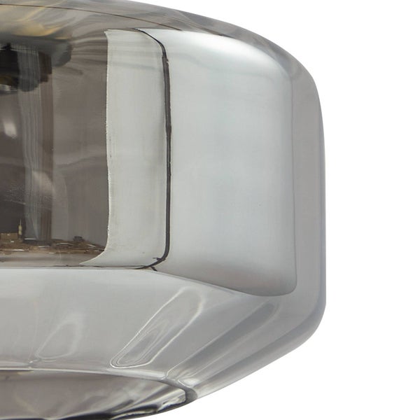 Rundes Lampenglas aus Rauchglas für Deckenleuchten.