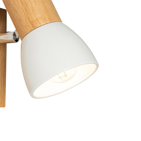 Wandstrahler aus Holz und Metall in modernem Design mit verstellbarem Lampenkopf