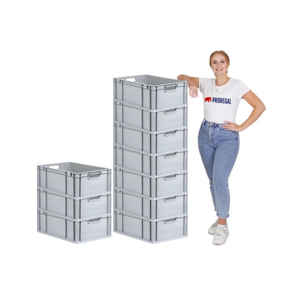 PROREGAL Spar Set 10x Eurobox Nextgen Economy Mit Scharnierdeckel & Gelben Schiebeschnappverschlüssen Griffe Offen HxBxT 22 x 40 x 60 cm 44 Liter