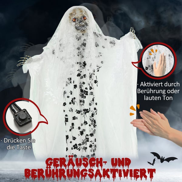 Geräusch und Berührungsaktivierter Halloween Geist als Dekoration