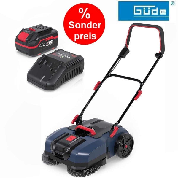 Güde Akku-Kehrmaschine inklusive 18 Volt Akku und Ladegerät.