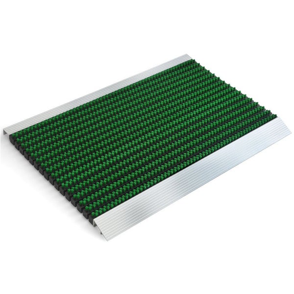 FLOORDIREKT Fußmatte - Profi Brush - Schmutzfangmatte mit Alu-Rahmen - Grün - 40 x 60 cm