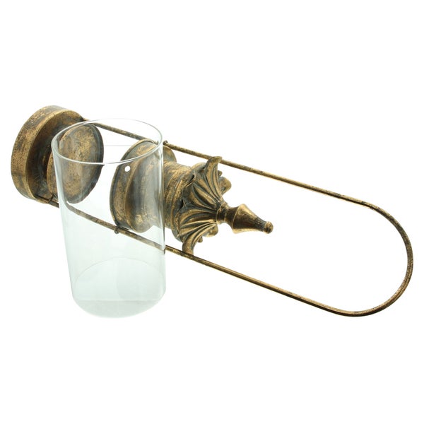 FRANK FLECHTWAREN | Laterne Gold, METALL, GLAS, 15 x 15 x 54 cm