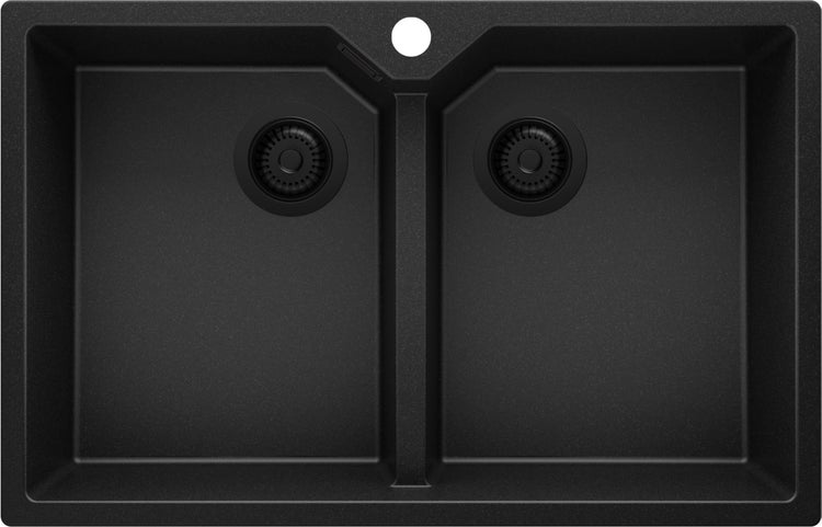 PRIMAGRAN Granitspüle Alles Weiß 26x47cm, Spülbecken 1 Becken + Küchenarmatur 32x20cm + Ablauf-Set, Küchenspüle ab 30er Unterschrank - London Slim
