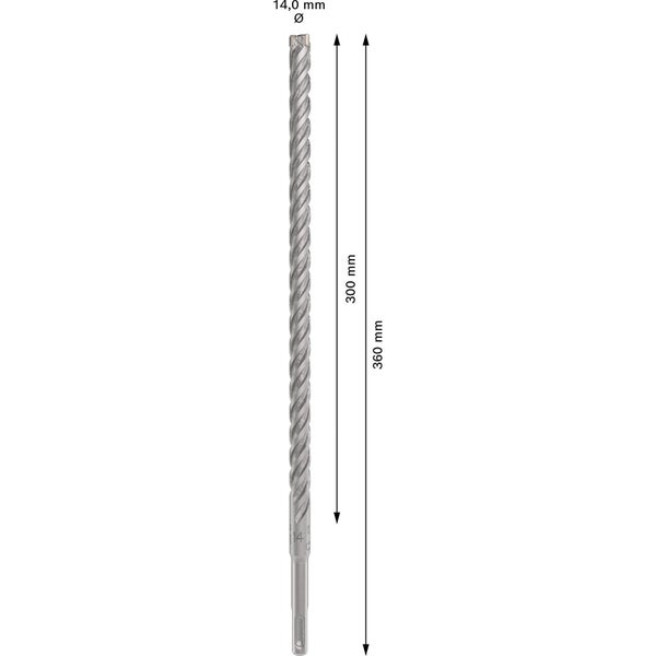 Bohrer mit einem Durchmesser von 14 Millimetern und einer Länge von 360 Millimetern
