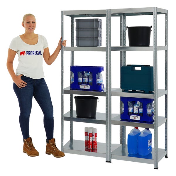 PROREGAL Mega Deal 2x Schwerlastregal Steel Eagle HxBxT 180 x 60 x 40 cm Fachlast 130 kg Verzinkt