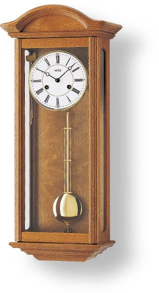 AMS 7115/9 Wanduhr Pendeluhr – Kirschbaum, Messingzierteile, Quarzwerk, Arabische Ziffern