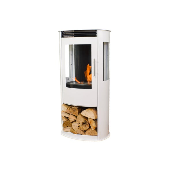 GLOW FIRE Ethanol Kamin 'Göteborg' | Ethanolofen in weiß mit 6 Std. Brenndauer und 2 KW Heizleistung | HxBxT: 97,8x50x30 cm
