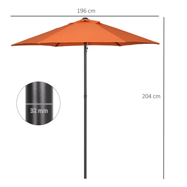 Outsunny Sonnenschirm Ø196 cm, Drehbar Sonnenschirm mit Knickfunktion, sechseckig Balkonschirm Strandschirm windfest stabil Marktschirm Kurbelschirm Sonnenschutz für Strand Balkon Garten, Orange