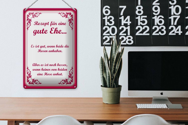 Blechschild Spruch 20x30cm Rezept für eine gute Ehe