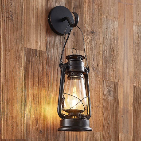 Lindby Wandlampe, Wandleuchte innen Laternenform Innenleuchte Wand Laterne Vintage Design rostfarben 1x E14 max. 40W ohne Leuchtmittel Wandbeleuchtung