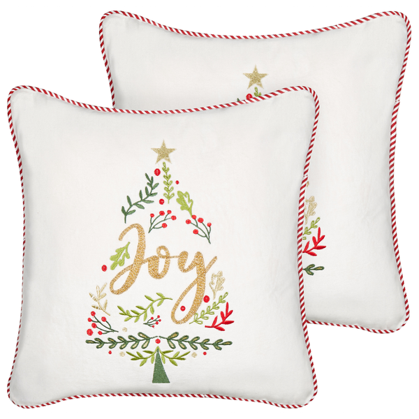 Dekokissen 2er Set ECHEVERIA Samtstoff 45 x 45 cm Weiß Weihnachtsmotiv
