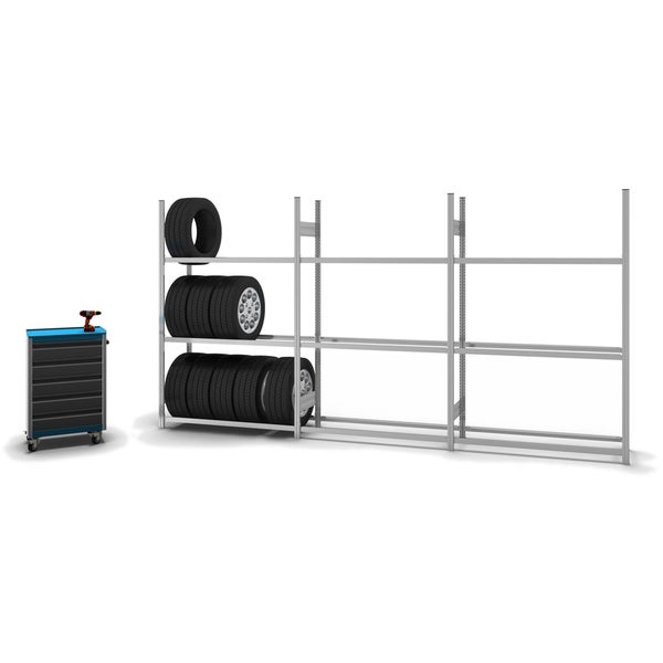 PROREGAL Reifenregal Stecksystem T-Profil Grundregal HxBxT 200 x 130 x 40 cm 3 Ebenen Fachlast 150 kg Verzinkt