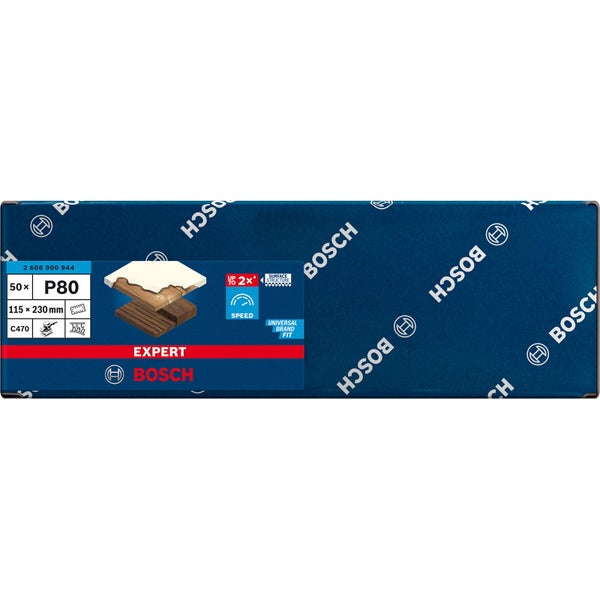 Bosch 50x Expert C470 Schleifpapier mit 14 Löchern für Schwingschleifer 115 x 230 mm G 80 - 2608900944