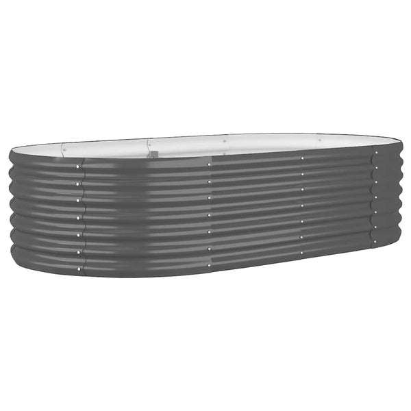 Ovales Hochbeet aus Metall in Wellenoptik