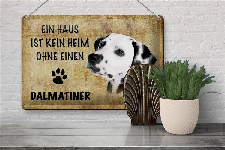 Blechschild Spruch 30x20cm Dalmatiner Hund ohne kein Heim