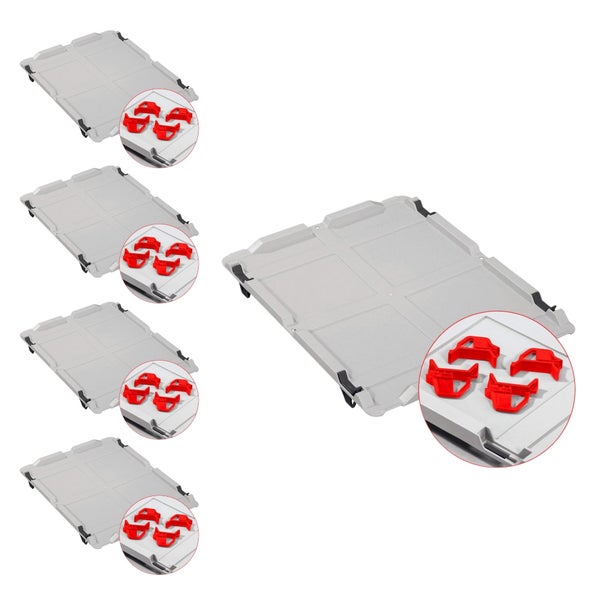 PROREGAL Spar Set 5x Eurobox Nextgen Economy Mit Auflagedeckel & 4x Schiebeschnappverschlüsse Rot Griffe Offen HxBxT 32 x 40 x 60 cm 65 Liter