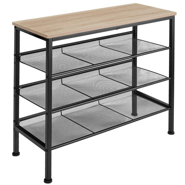 Schuhregal tectake Wolverhampton 75,5 x 30,5 x 69,5 cm Industrial Style Industrial Holz hell, Eiche Sonoma