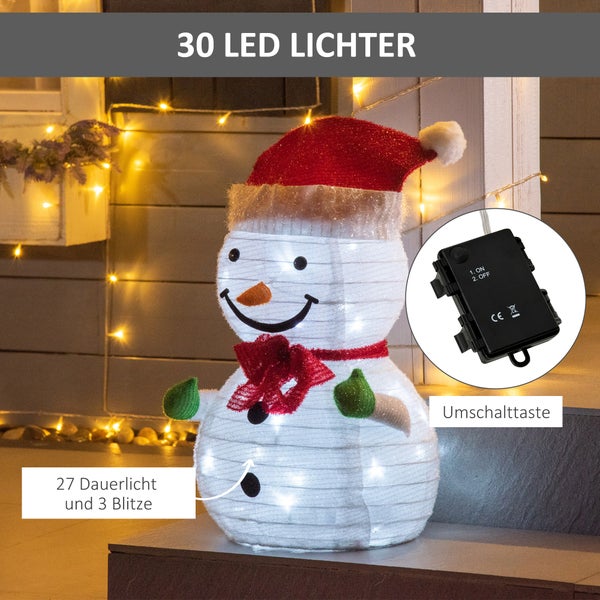 Outsunny Weihnachten Schneemann, Ø30 x 51 cm, Polyester, Grün