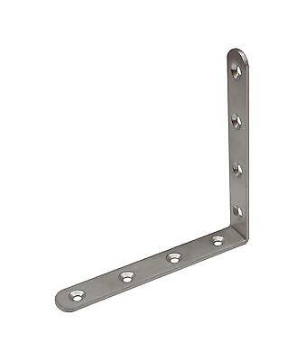 Winkelverbinder aus Metall mit mehreren vorgebohrten Senklochbohrungen für stabile Holzverbindungen.