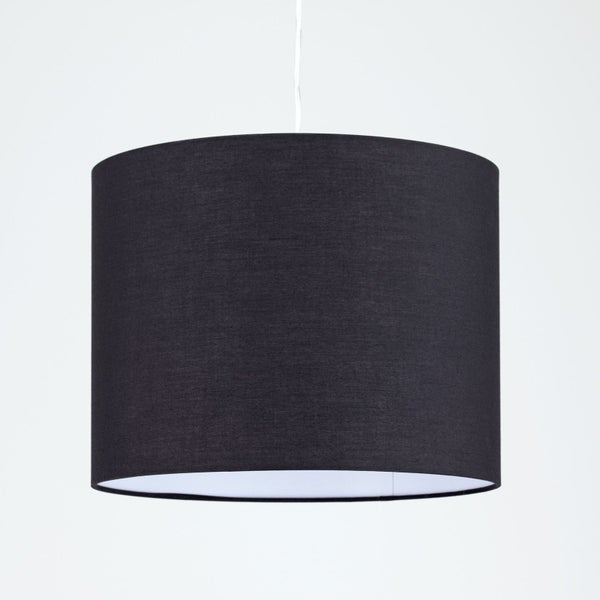 Lampenschirm (Ø 40 cm), Stoff, Höhe 30 cm, rund, Aufnahme für Fassung E27 42 mm, Ersatzschirm für Hängelampen, Stehlampen, Schwarz