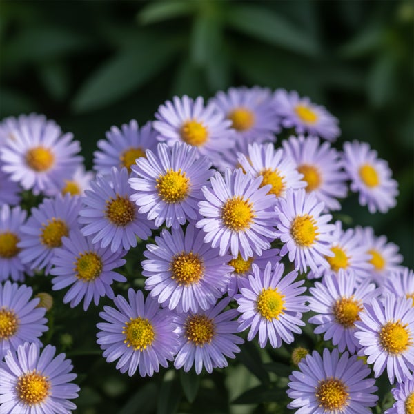 Violette Astern mit gelber Mitte.