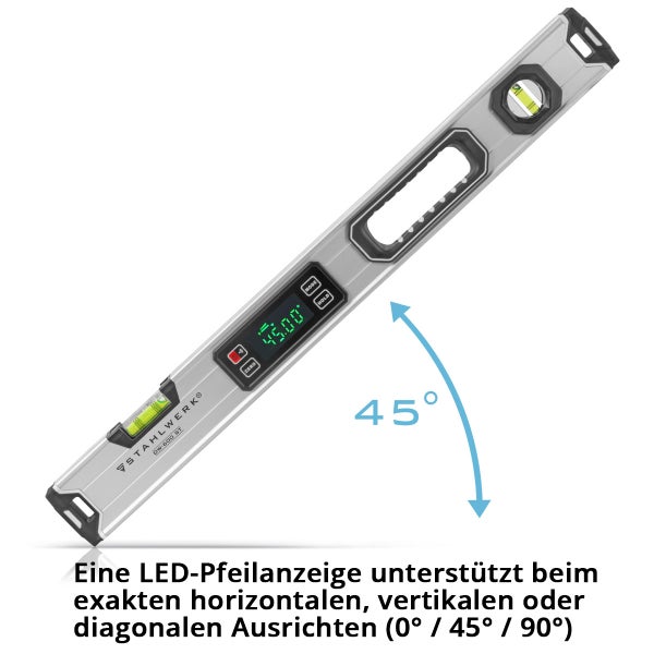 Digitale Wasserwaage DW-600 ST aus Aluminium mit 600 mm Länge