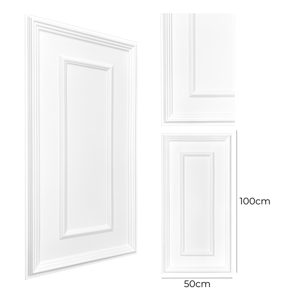 Dekorplatte mit Rahmenprofil und Abmessungen 100 cm x 50 cm