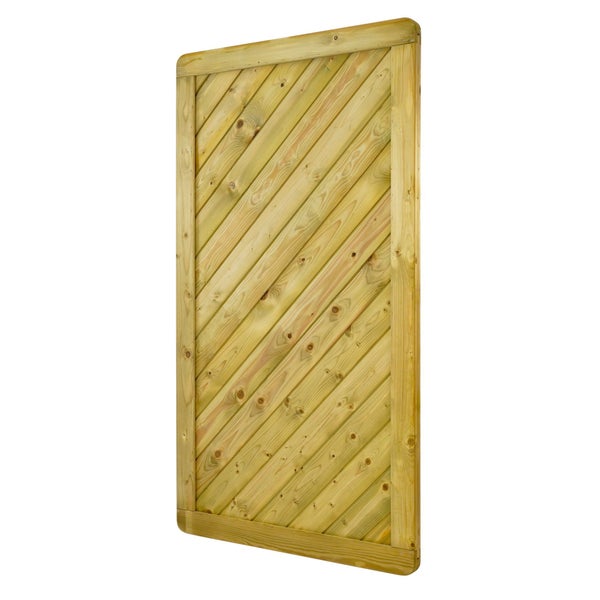 Sichtschutzelement aus Holz mit diagonalen Brettern