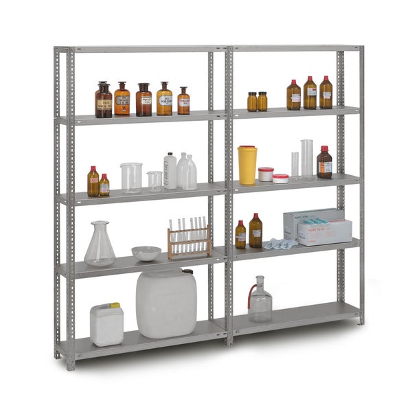 PROREGAL Edelstahl Fachbodenregal Schraubsystem Grundregal HxBxT 200 x 100 x 60 cm 5 Ebenen Fachlast 200 kg Edelstahl