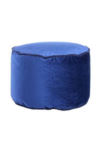 Pouf Hocker samtweich, orientalisches Design Blau Rund Ø 47 cm