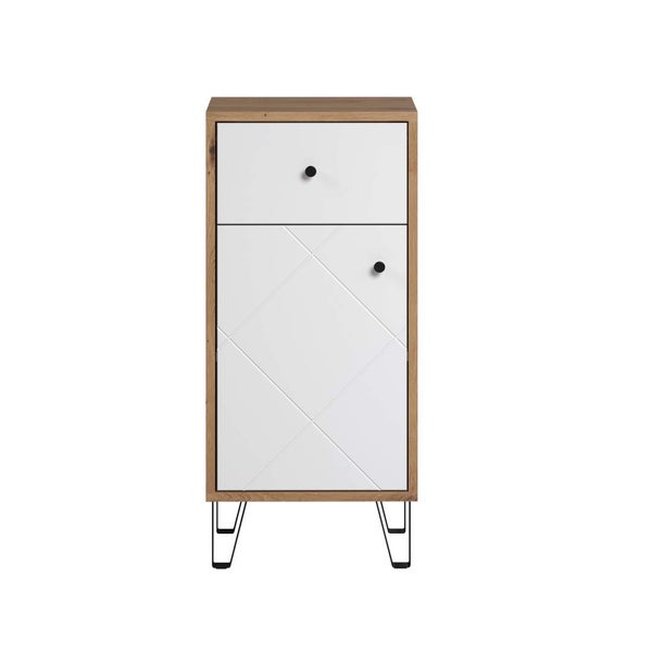 Touch Badschrank weiß matt, Eiche dekor. 36 X 29 X 79 cm