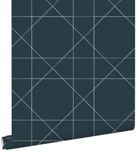 ESTAhome Tapete grafische Linien Dunkelblau - 0,53 x 10,05 m - 139093