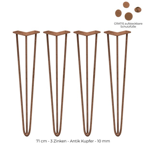 4 x Hairpin Legs Tischbeine 71cm 3 Streben