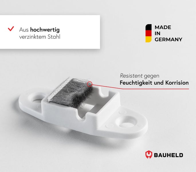Türbürste aus verzinktem Stahl mit Bauheld Logo