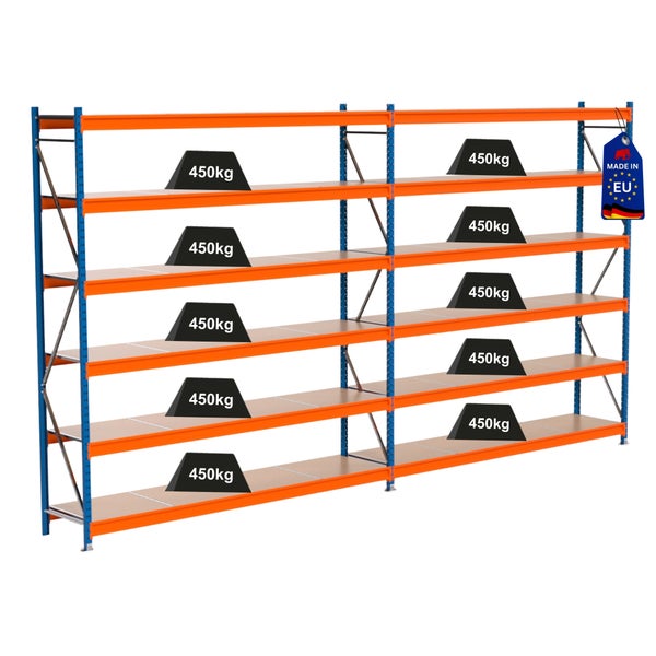 Regal mit zehn Fächern und einer Traglast von 450 Kilogramm pro Fach