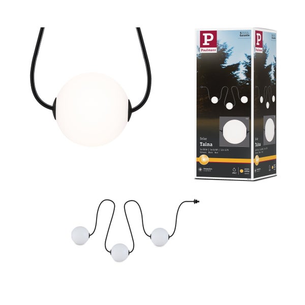 Solar LED Lichterkette Taina Erweiterungsset IP67 3000K 1,71m 3x60lm Schwarz