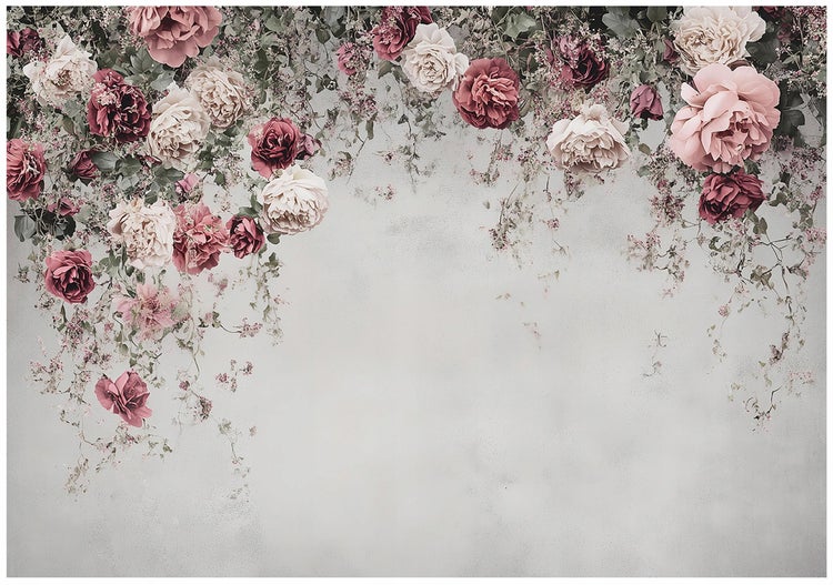 Fototapete Blumen Betonwand Wohnzimmer Vlies Tapete 400x280 cm