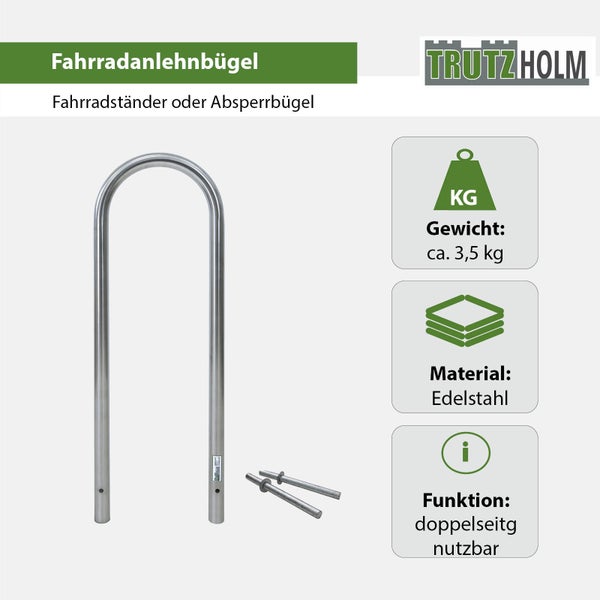 Fahrradanlehnbügel aus Edelstahl mit Befestigungsmaterial