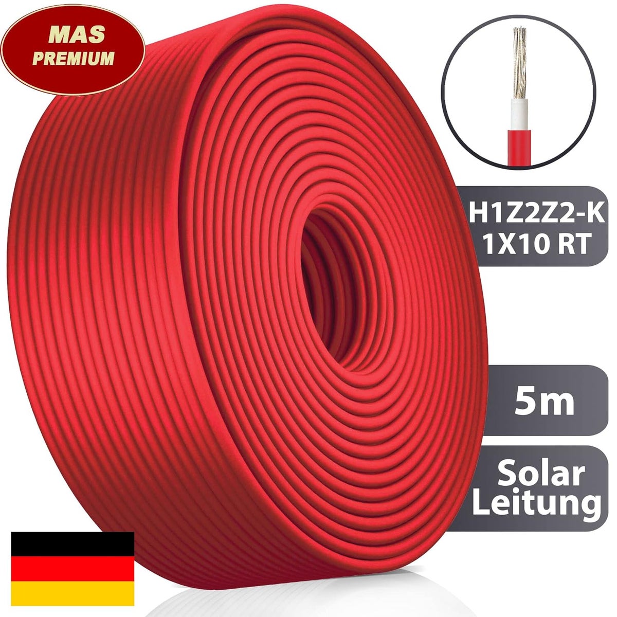 MAS Premium Solarkabel H1Z2Z2-K, Solarleitung 10mm², TÜV MAS Premium Solarkabel H1Z2Z2-K, Solarleitung 10mm², TÜV