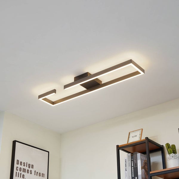 Lucande LED Deckenleuchte Yvor (Modern) in Schwarz aus Aluminium (1 flammig, ) - Lampe Deckenlampe Wohnzimmerleuchte