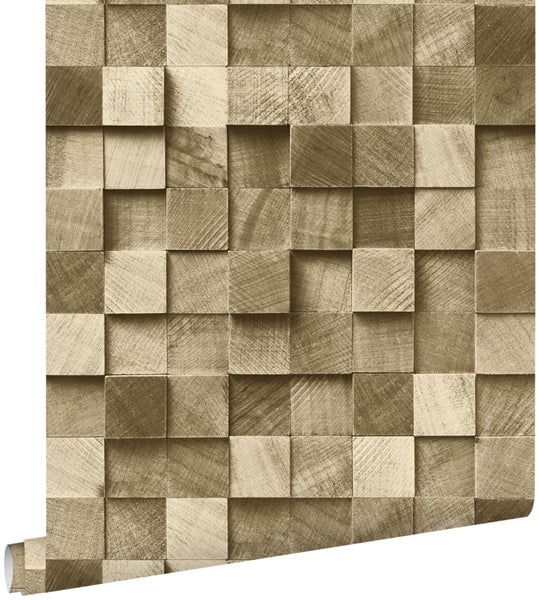 ESTAhome Tapete 3D Holzoptik Beigebraun - 53 cm x 10.05 m - 138529